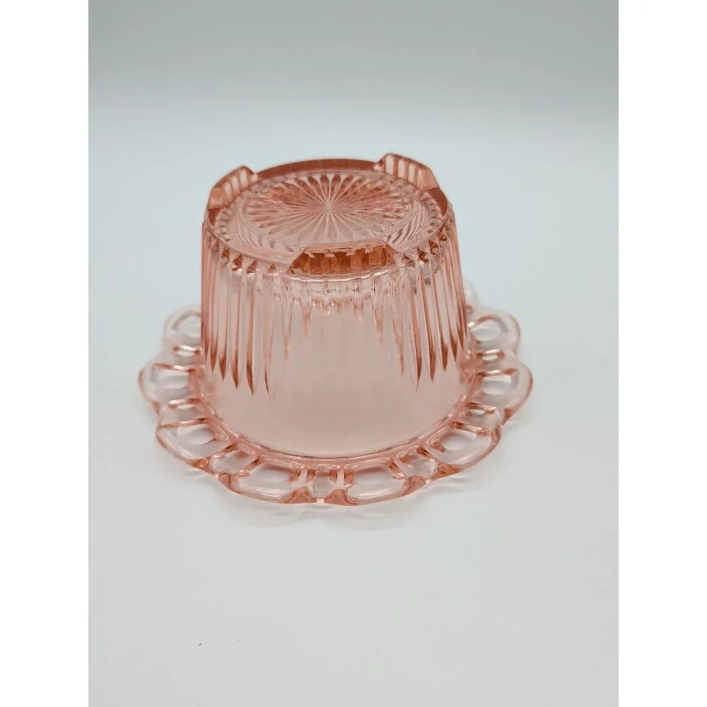 Anchor Hocking Old Colony Pink Depression Glass Open Lace Edge Footed Bowl